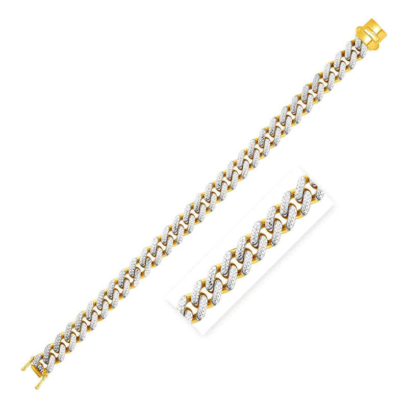 Bids.com 14k Two Tone Gold 8 1/4 inch Curb Chain Bracelet with White Pave Bracelets White Smoke 8.25 / Two-Tone Gold