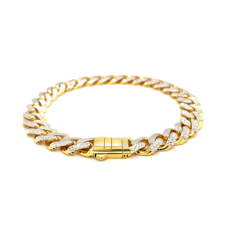 Bids.com 14k Two Tone Gold 8 1/4 inch Curb Chain Bracelet with White Pave Bracelets White Smoke 8.25 / Two-Tone Gold