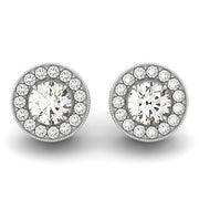 Bids.com 14k White Gold Round Diamond Halo Milgrain Border Earrings (3/4 cttw) Earrings White Smoke White Gold