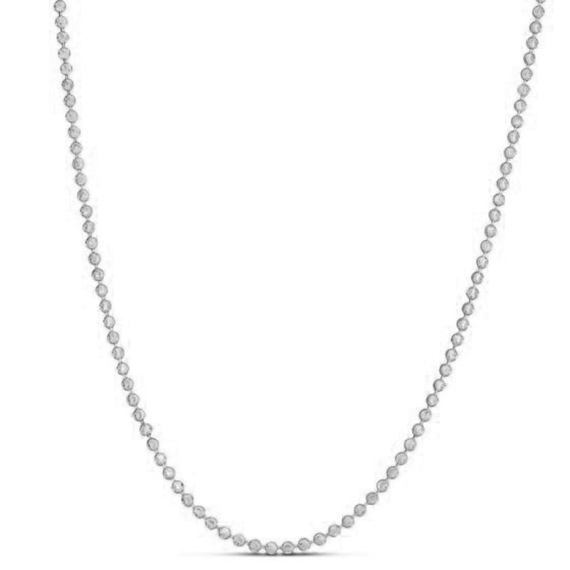 Bids.com Moon Cut Bead Chain in 14k White Gold (2.50 mm) Necklaces White Smoke 16 / White Gold,18 / White Gold,20 / White Gold,24 / White Gold