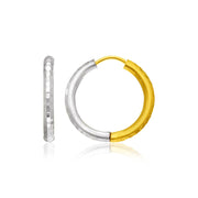 Bids.com 14k Two-Tone Gold Hinge Hammered Hoop Earrings Earrings White Smoke Two-Tone Gold