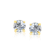 Bids.com 14k Yellow Gold Stud Earrings with White Hue Faceted Cubic Zirconia Earrings White Smoke Yellow Gold