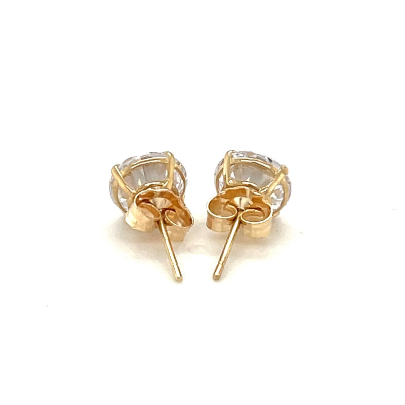 Bids.com 14k Yellow Gold Stud Earrings with White Hue Faceted Cubic Zirconia Earrings White Smoke Yellow Gold
