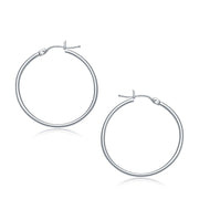 Bids.com 10k White Gold Polished Hoop Earrings (30 mm) Earrings White Smoke White Gold