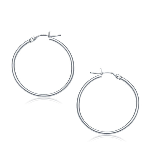 Bids.com 10k White Gold Polished Hoop Earrings (30 mm) Earrings White Smoke White Gold