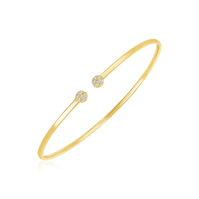 Bids.com 14k Yellow Gold High Polish Diamond Cluster Bangle (2mm) Bracelets White Smoke Yellow Gold