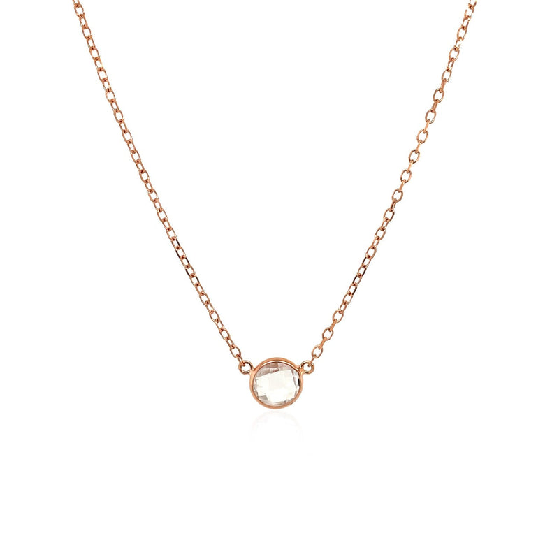 Bids.com 14k Rose Gold 17 inch Necklace with Round White Topaz Necklaces White Smoke 17 / Rose Gold
