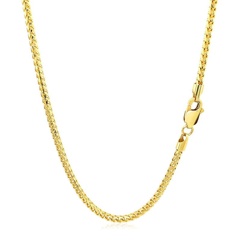 Bids.com 2.2mm 14k Yellow Solid Gold Diamond Cut Round Franco Chain Necklaces White Smoke 18 / Yellow Gold,20 / Yellow Gold,24 / Yellow Gold