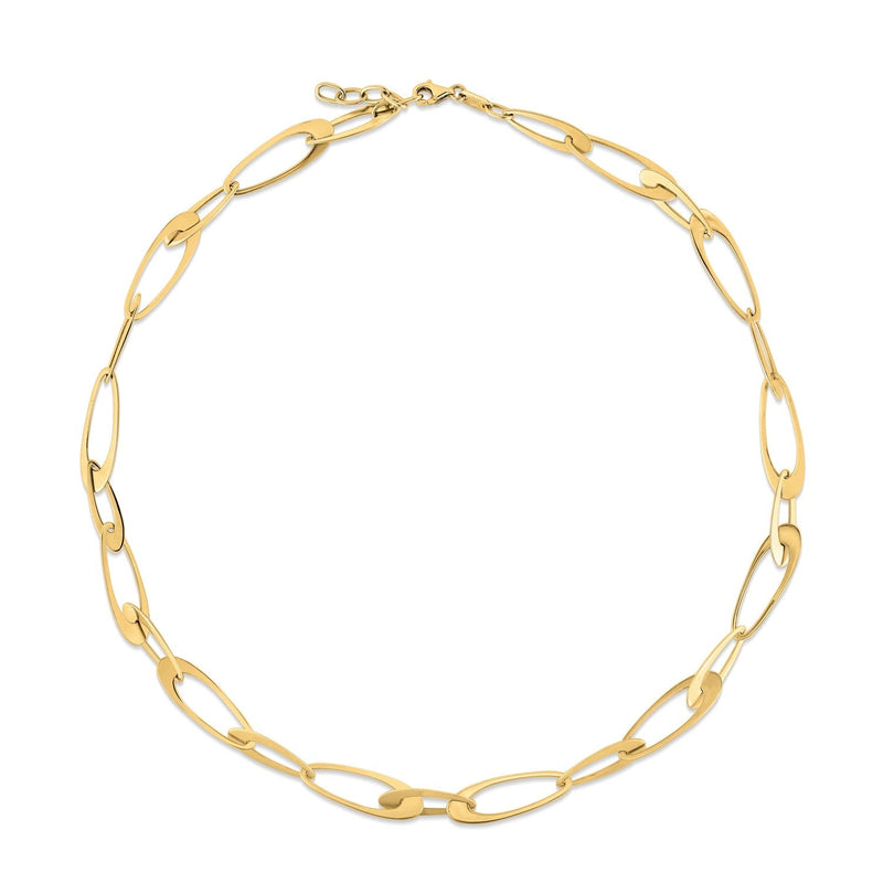 Bids.com 14K Yellow Gold Italian Oval Links Necklace Necklaces White Smoke 18 / Yellow Gold