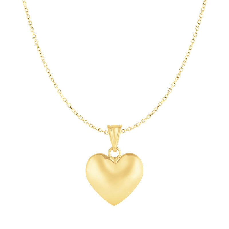 Bids.com Puffed Heart Pendant in 10k Yellow Gold Pendants White Smoke Yellow Gold