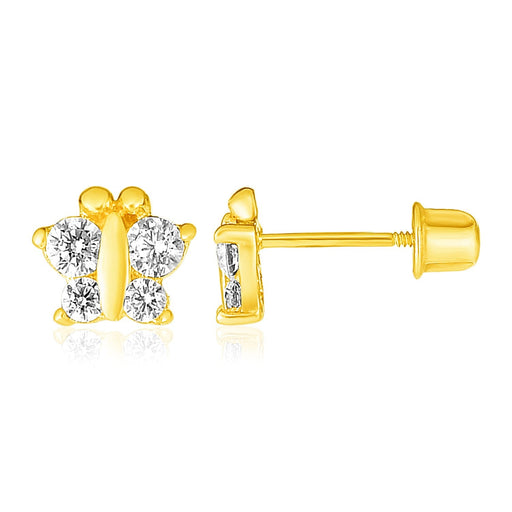 Bids.com 14k Yellow Gold Butterfly Childrens Earrings Earrings White Smoke Yellow Gold