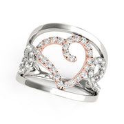 Bids.com Heart Motif Filigree Style Diamond Ring in 14k White And Rose Gold (1/4 cttw) Rings White Smoke 3 / White & Rose Gold,3.5 / White & Rose Gold,4 / White & Rose Gold,4.5 / White & Rose Gold,5 / White & Rose Gold,5.5 / White & Rose Gold,6 / White & Rose Gold,6.5 / White & Rose Gold,7 / White & Rose Gold,7.5 / White & Rose Gold,8 / White & Rose Gold,8.5