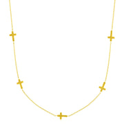 Bids.com 14k Yellow Gold Chain Necklace with Cross Stations Necklaces White Smoke 17 / Yellow Gold