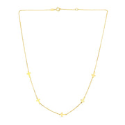 Bids.com 14k Yellow Gold Chain Necklace with Cross Stations Necklaces White Smoke 17 / Yellow Gold
