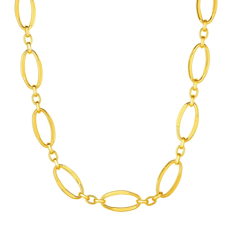 Bids.com 14k Yellow Gold Necklace with Polished Oval Links Necklaces White Smoke 18 / Yellow Gold