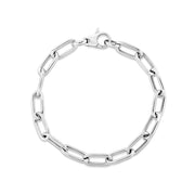 Bids.com Sterling Silver Wide Paperclip Chain Bracelet Bracelets White Smoke 7.5 / Sterling Silver