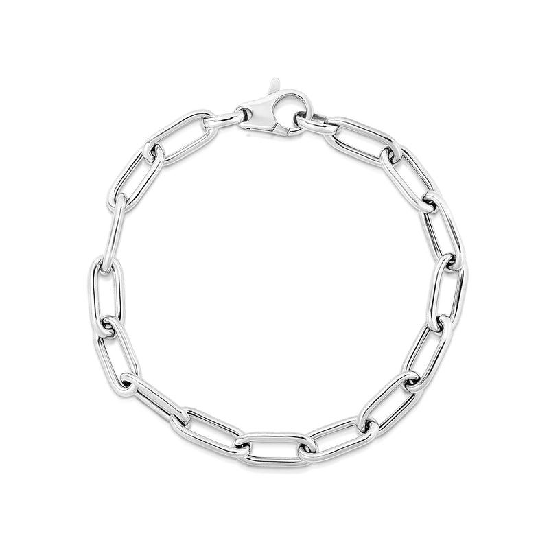 Bids.com Sterling Silver Wide Paperclip Chain Bracelet Bracelets White Smoke 7.5 / Sterling Silver