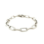 Bids.com Sterling Silver Wide Paperclip Chain Bracelet Bracelets White Smoke 7.5 / Sterling Silver