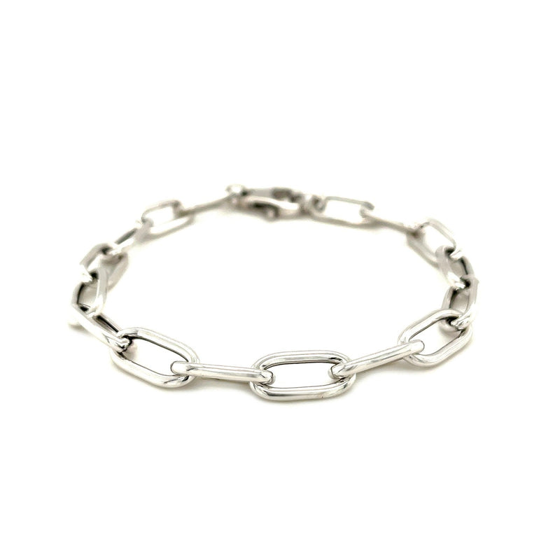 Bids.com Sterling Silver Wide Paperclip Chain Bracelet Bracelets White Smoke 7.5 / Sterling Silver