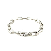 Bids.com Sterling Silver Wide Paperclip Chain Bracelet Bracelets White Smoke 7.5 / Sterling Silver