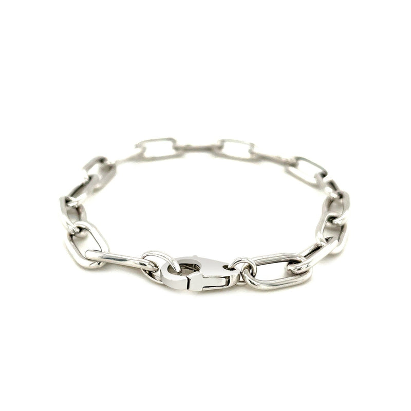 Bids.com Sterling Silver Wide Paperclip Chain Bracelet Bracelets White Smoke 7.5 / Sterling Silver
