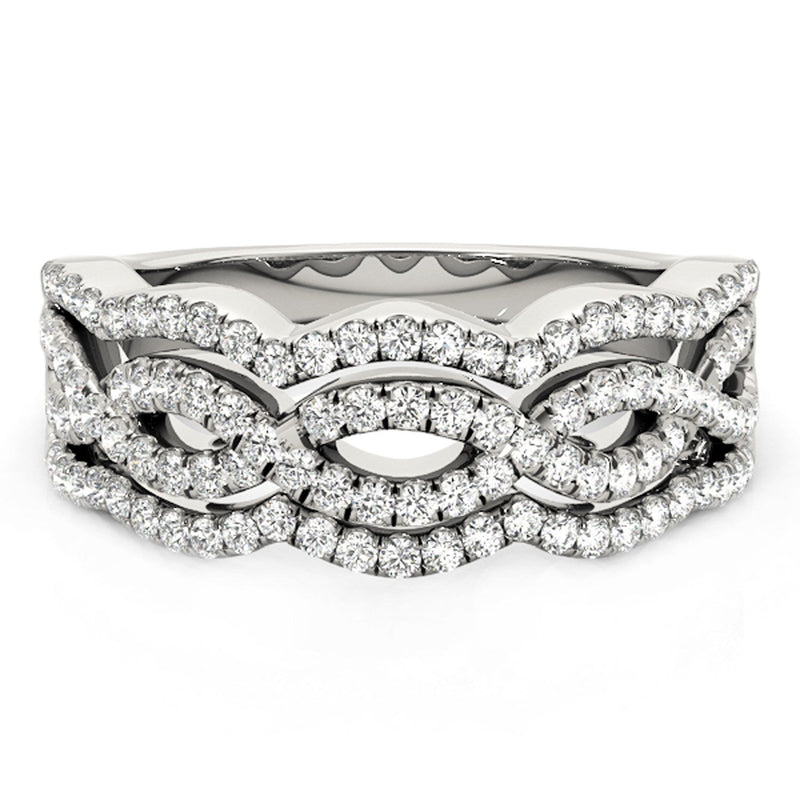 Bids.com Diamond Studded Ring with Four Curves in 14k White Gold (5/8 cttw) Rings Gray 3 / White Gold,3.5 / White Gold,4 / White Gold,4.5 / White Gold,5 / White Gold,5.5 / White Gold,6 / White Gold,6.5 / White Gold,7 / White Gold,7.5 / White Gold,8 / White Gold,8.5 / White Gold,9 / White Gold