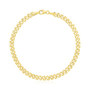 Bids.com 14k Yellow Gold High Polish Textured Fancy Chain Bracelet (4mm) Bracelets White Smoke 7 / Yellow Gold
