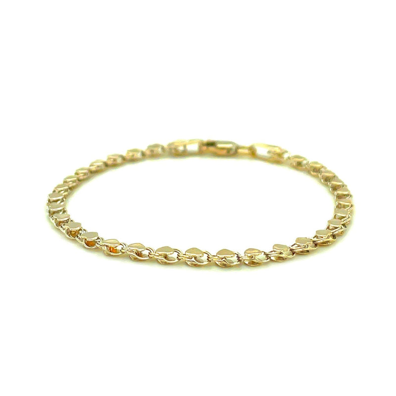 Bids.com 2.9mm 14k Yellow Gold Heart Anklet Accessories White Smoke 10 / Yellow Gold