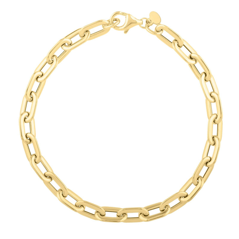 Bids.com 14k Yellow Gold Oval Domed Paperclip Chain Bracelet (5.30 mm) Bracelets White Smoke 7.5 / Yellow Gold