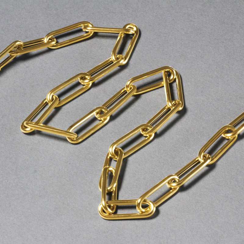 Bids.com 14k Yellow Gold Rounded Paperclip Chain Necklace Necklaces Dark Gray 18 / Yellow Gold