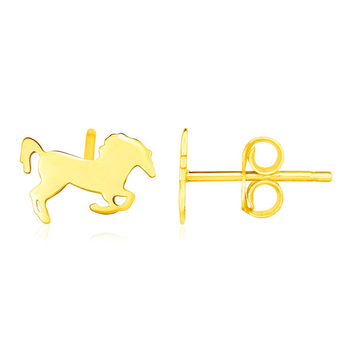 Bids.com 14K Yellow Gold Horse Earrings Earrings White Smoke Yellow Gold