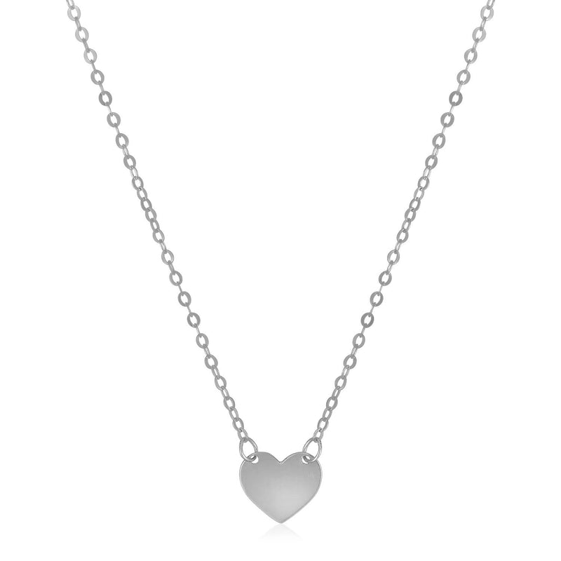 Bids.com 14k White Gold Polished Mini Heart Necklace Necklaces White Smoke 18 / White Gold