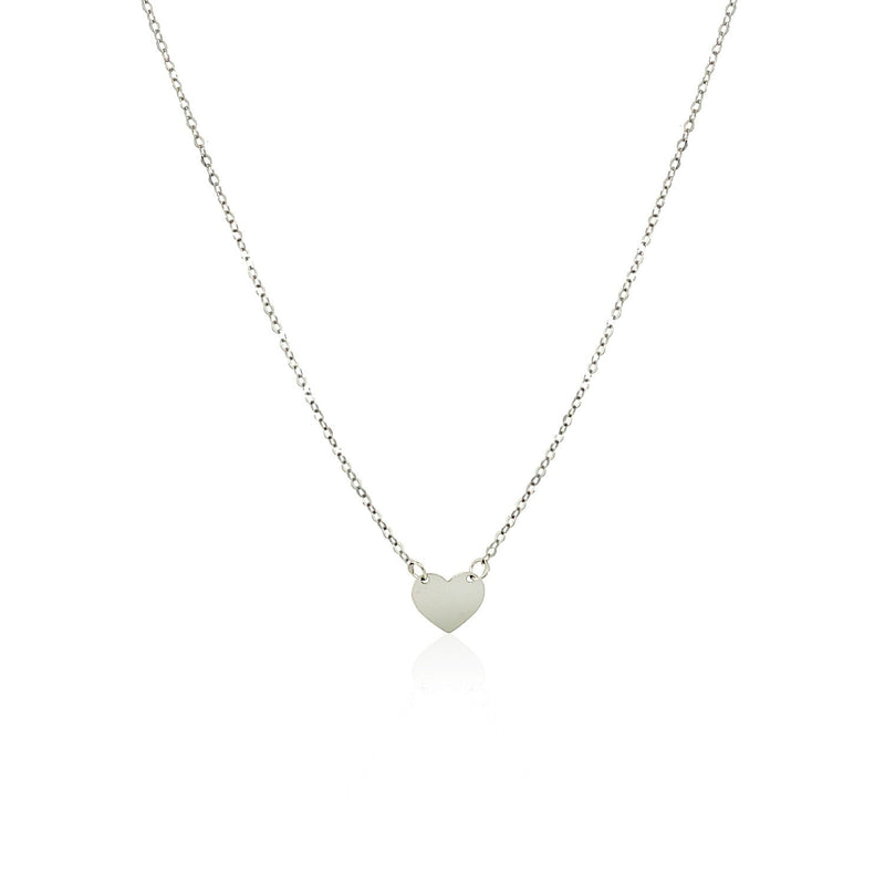 Bids.com 14k White Gold Polished Mini Heart Necklace Necklaces White Smoke 18 / White Gold