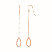 Bids.com Textured Pear Shaped Long Drop Earrings in 14k Rose Gold Earrings White Smoke Rose Gold