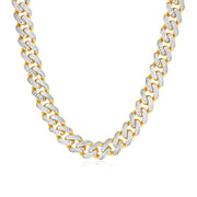 Bids.com 14k Two Tone Gold Miami Cuban Chain Necklace with White Pave Necklaces White Smoke 22 / Two-Tone Gold,24 / Two-Tone Gold