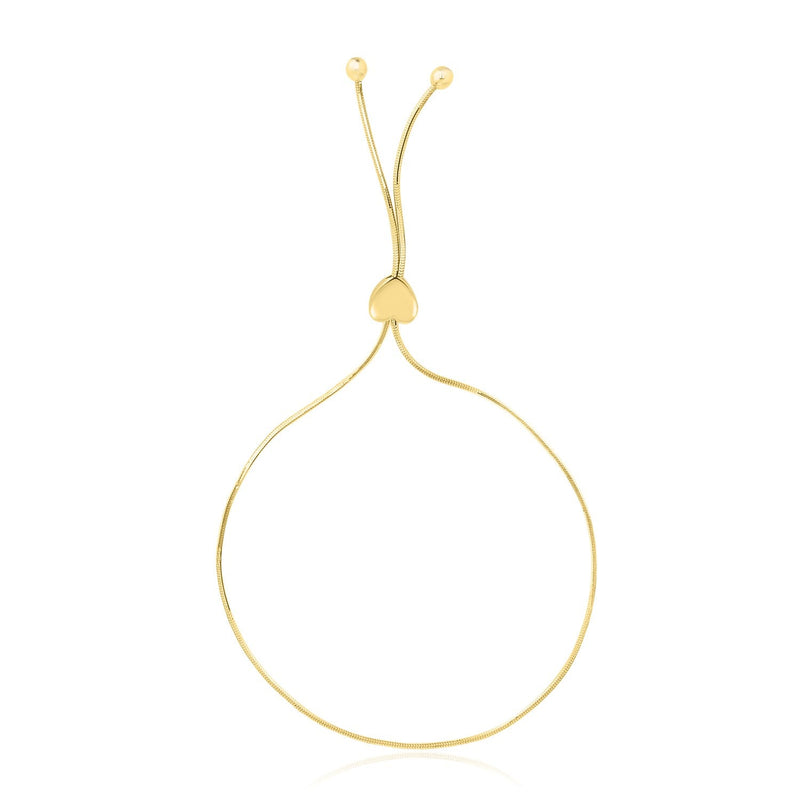 Bids.com 14k Yellow Gold Adjustable Lariat Style Heart Motif Bracelet Bracelets White Smoke 9.25 / Yellow Gold