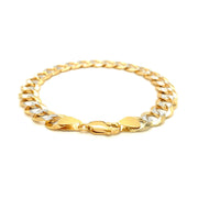 Bids.com 10 mm 14k Two Tone Gold Pave Curb Bracelet Bracelets White Smoke 8.5 / Two-Tone Gold