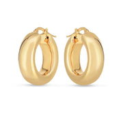 Bids.com 14k Yellow Gold Medium Puffy Hoops Earrings White Smoke Yellow Gold