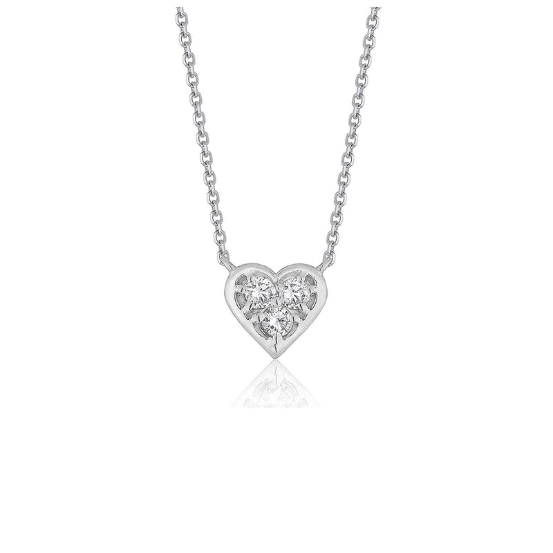 Bids.com Diamond Heart Design Pendant in 14k White Gold Necklaces White Smoke 16 / White Gold