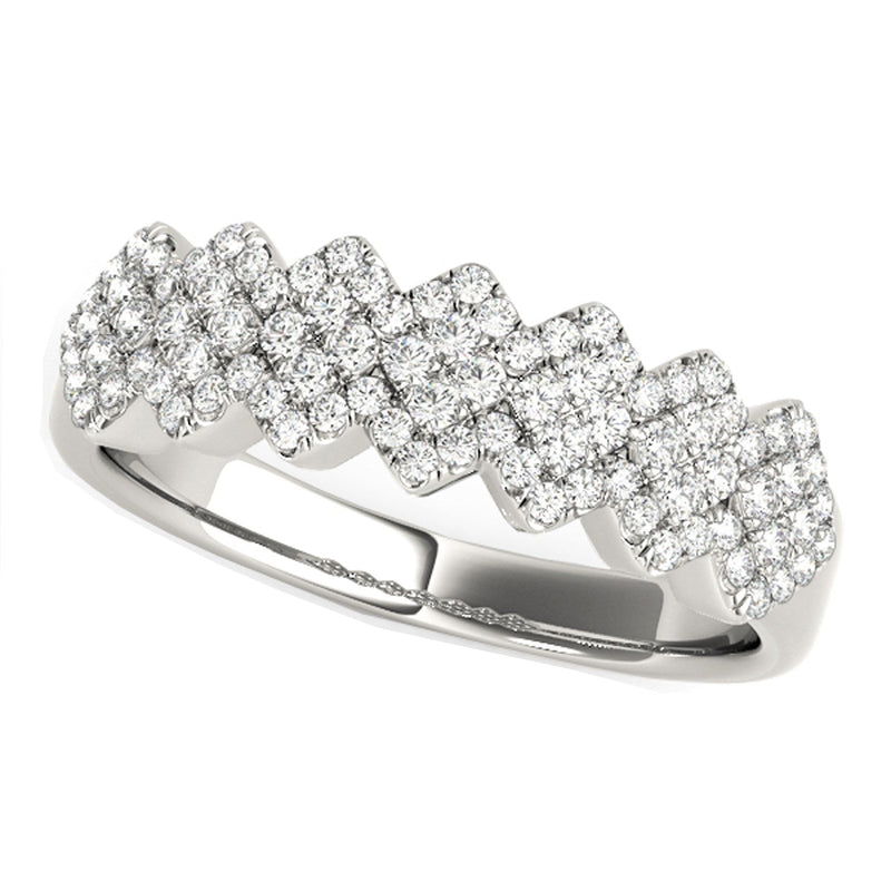 Bids.com Diamond Studded Wide Multi-Diagonal Pattern Ring in 14k White Gold (5/8 cttw) Rings White Smoke 3 / White Gold,3.5 / White Gold,4 / White Gold,4.5 / White Gold,5 / White Gold,5.5 / White Gold,6 / White Gold,6.5 / White Gold,7 / White Gold,7.5 / White Gold,8 / White Gold,8.5 / White Gold,9 / White Gold