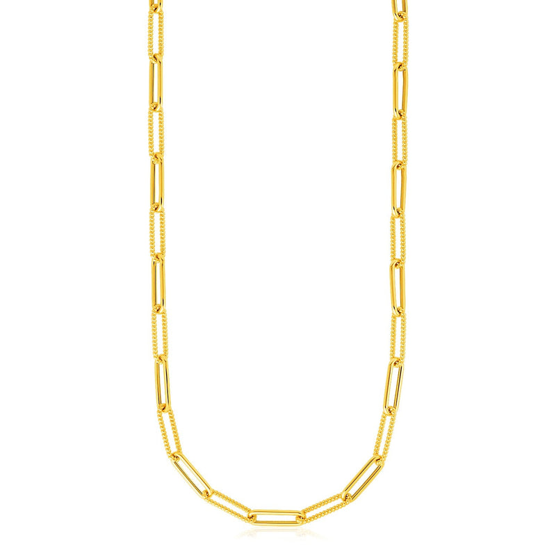 Bids.com 14k Yellow Gold Textured Paperclip Chain (3.5mm) Necklaces White Smoke 16 / Yellow Gold,18 / Yellow Gold,20 / Yellow Gold