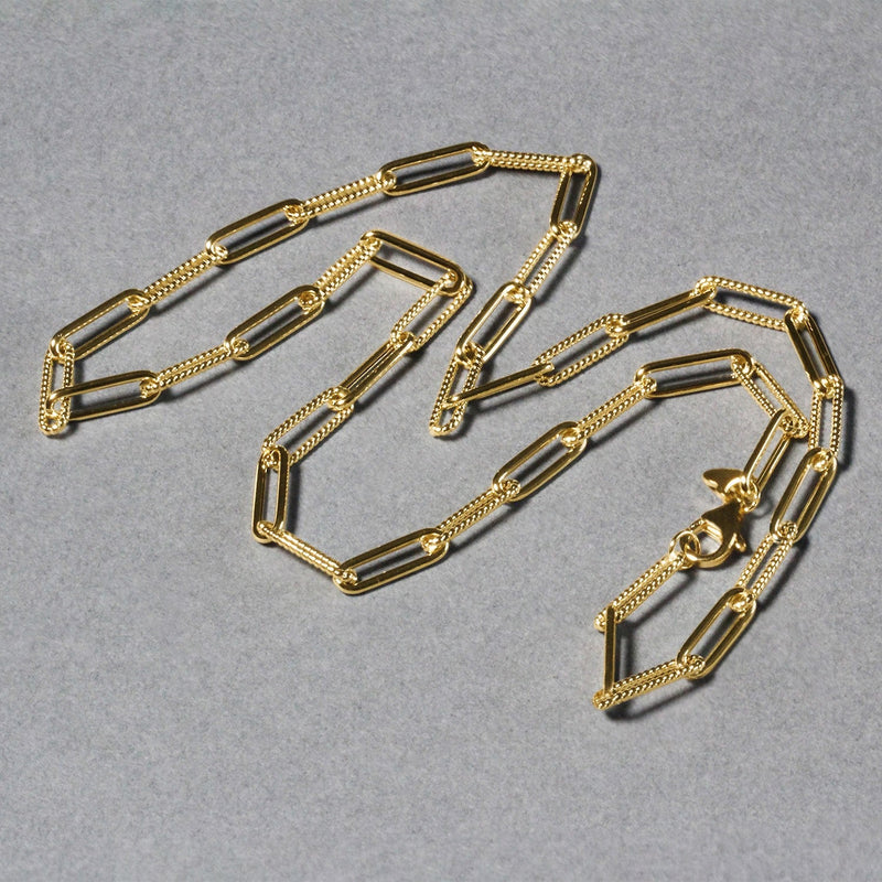 Bids.com 14k Yellow Gold Textured Paperclip Chain (3.5mm) Necklaces Dark Gray 16 / Yellow Gold,18 / Yellow Gold,20 / Yellow Gold