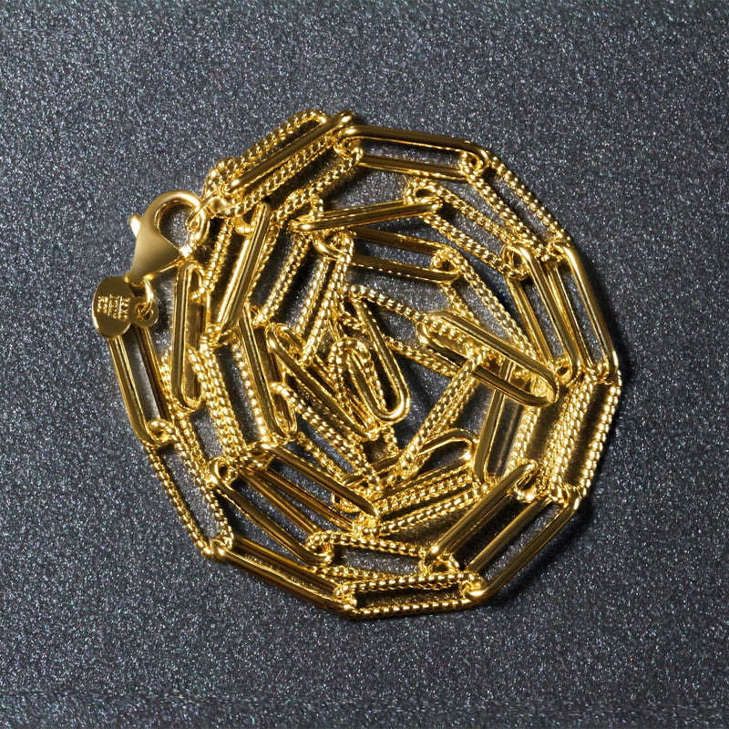 Bids.com 14k Yellow Gold Textured Paperclip Chain (3.5mm) Necklaces Dark Slate Gray 16 / Yellow Gold,18 / Yellow Gold,20 / Yellow Gold