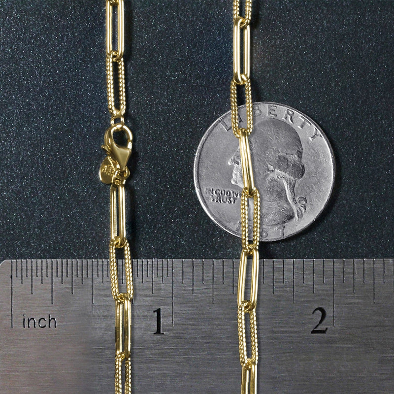 Bids.com 14k Yellow Gold Textured Paperclip Chain (3.5mm) Necklaces Dark Slate Gray 16 / Yellow Gold,18 / Yellow Gold,20 / Yellow Gold