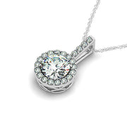 Bids.com 14k White Gold Diamond Halo Round Style Pendant (5/8 cttw) Necklaces White Smoke 18 / White Gold