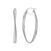 Bids.com 14k White Gold Twist Motif Oval Shape Hoop Earrings Earrings White Smoke White Gold