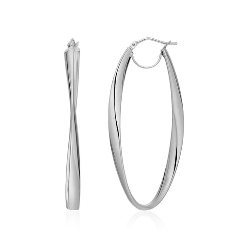 Bids.com 14k White Gold Twist Motif Oval Shape Hoop Earrings Earrings White Smoke White Gold