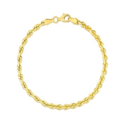 Bids.com 4.0mm 10k Yellow Gold Solid Diamond Cut Rope Bracelet Bracelets White Smoke 8 / Yellow Gold