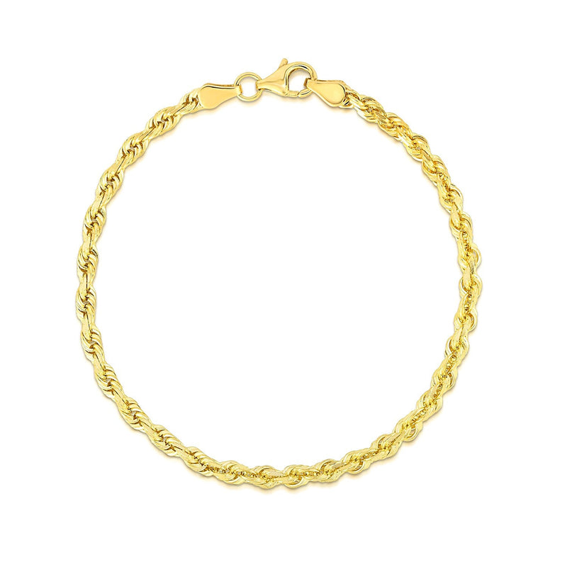 Bids.com 4.0mm 10k Yellow Gold Solid Diamond Cut Rope Bracelet Bracelets White Smoke 8 / Yellow Gold