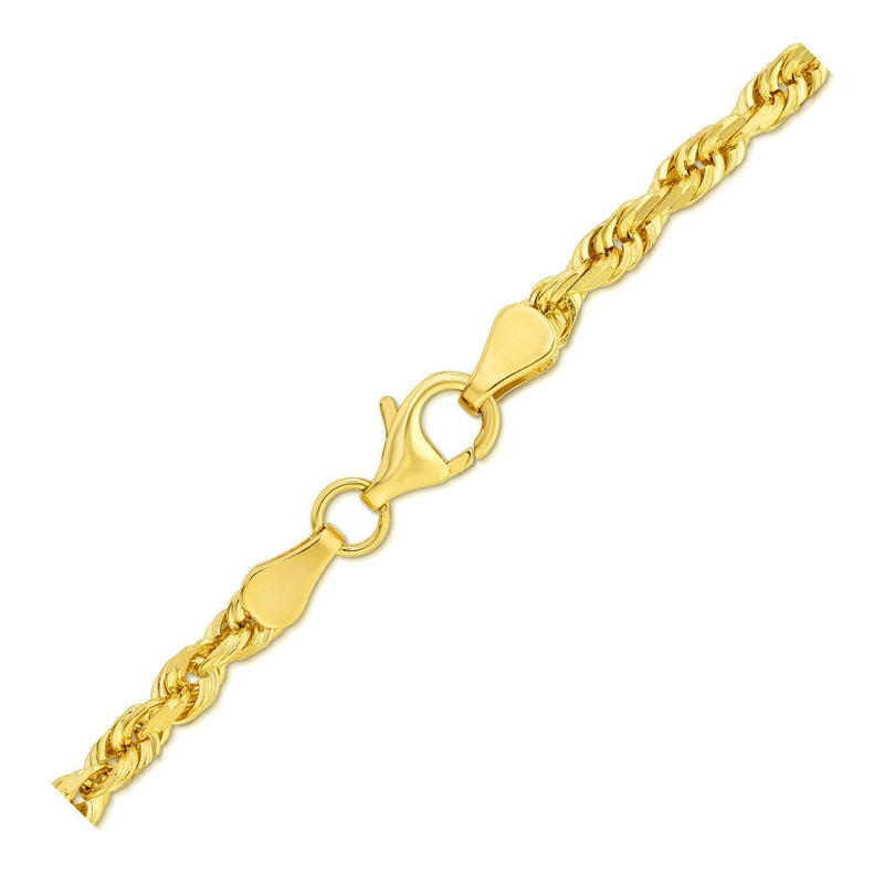 Bids.com 4.0mm 10k Yellow Gold Solid Diamond Cut Rope Bracelet Bracelets White Smoke 8 / Yellow Gold